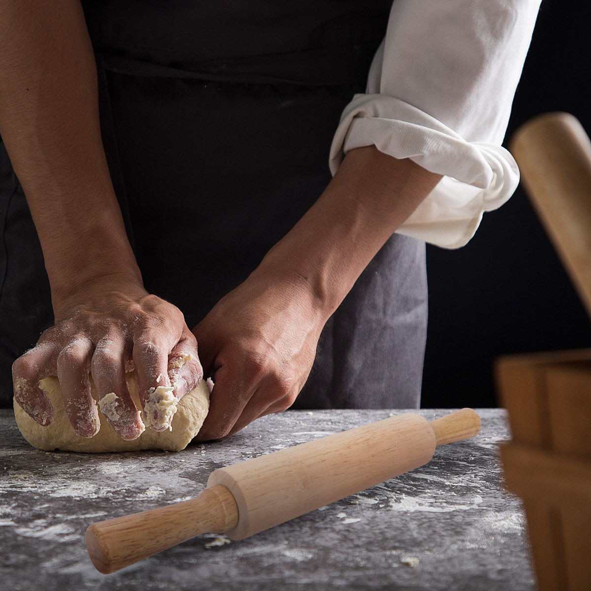 Kitchen Roller Baking - Premium Rubberwood Rolling Pin Heavy Duty